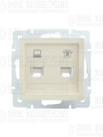 Розетка компьютерная + телефонная 1-м СП Vesna механизм крем. LEZARD 742-0388-143