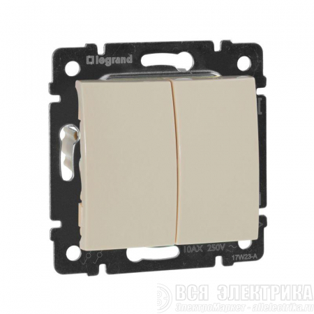 Выключатель 2-кл. СП Valena 10А IP31 250В механизм сл. кость Leg 774305