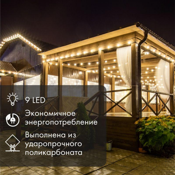 Лампа светодиодная 1Вт 9LED Шар d50 E27 син. Neon-Night 405-213