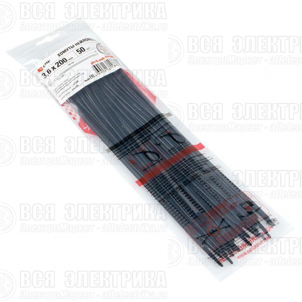 Хомут P6.6 3.6x200 FlexLock стандартный черн. (уп.50шт) PROxima EKF plc-fl-ctsb-3.6x200-r