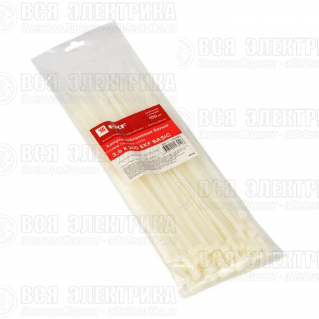 Хомут кабельный 3.6х250 нейл. бел. (уп.100шт) EKF plc-c-3.6x250