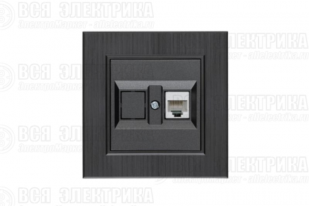Розетка компьютерная CAT 5+гнездо Karea LINE STAR дым. металлик Makel 86050035