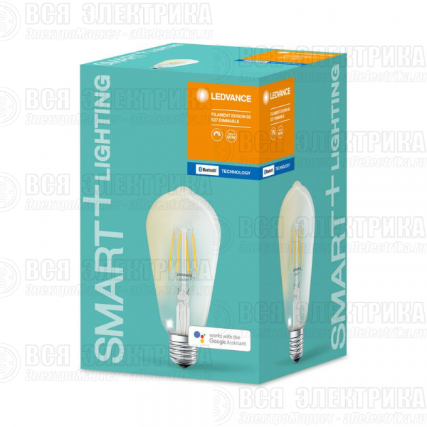 Лампа светодиодная SMART+ Filament Edison Dimmable 60 6Вт/2700К E27 LEDVANCE 4058075208575