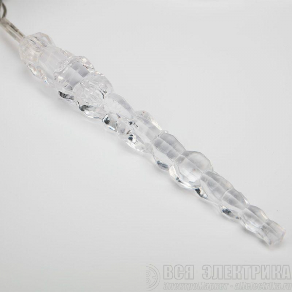 Гирлянда светодиодная "Айсикл" (бахрома) "Сосульки" 1.5х0.25м 10LED бел. 0.51Вт IP20 провод прозр. Neon-Night 303-068