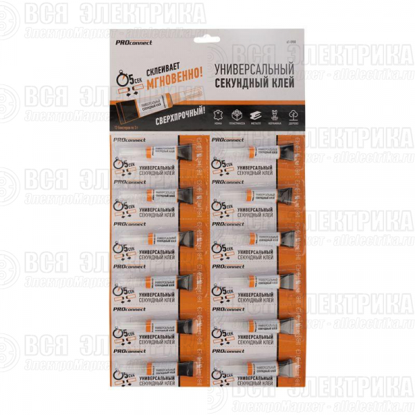 Клей универсальный секундный 3г (уп.12шт) на мульти-карте Proconnect 61-0900