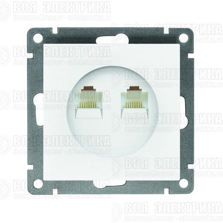 Розетка компьютерная 2-м СП Афина RJ45 кат.5E механизм бел. Universal A1086