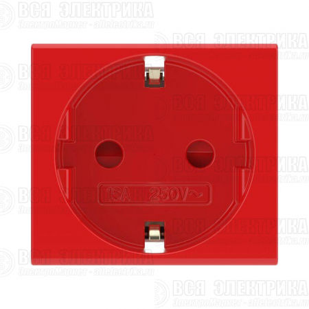 Розетка 1-м 2мод. Viva 16А IP20 2P+E с заземл. защ. шторки красн. DKC 45015
