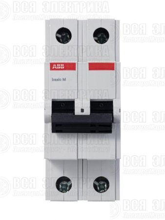 Выключатель автоматический модульный 2п C 63А 4.5кА Basic M BMS412C63 ABB 2CDS642041R0634