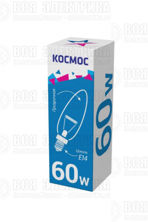 Лампа накаливания Свеча 60Вт E14 прозр. Космос LKsmSCnCL60E14v2