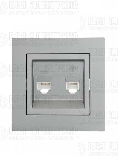 Розетка компьютерная + телефонная 2-м СП Vesna механизм платина LEZARD 742-3588-143