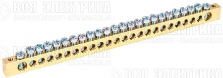 Шина PEN "земля-ноль" 8х12мм 24/2 (24группы/крепеж по краям) IEK YNN21-24-100