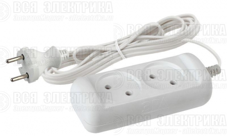 Удлинитель 2х3м без заземл. 6А IP20 UX-2-3m ШВВП 2х0.75 Эра Б0038558