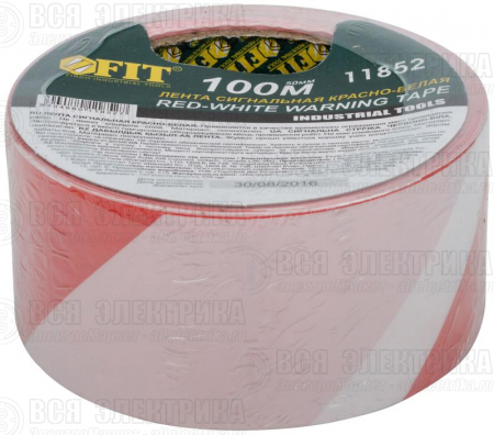 Лента сигнальная 50ммх100м красн.-бел. FIT 11852