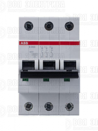 Выключатель автоматический модульный 3п C 50А 6кА S203 C50 ABB 2CDS253001R0504