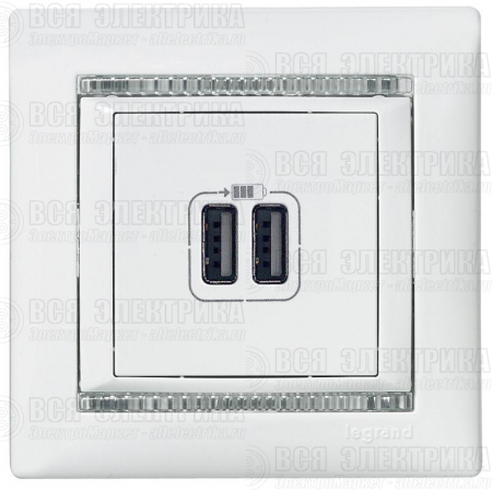 Розетка USB 2-м СП Valena бел. Leg 770470