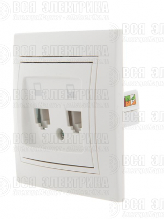 Розетка компьютерная 2-м СП Mira RJ45 бел./бел. LEZARD 701-0202-141