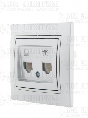 Розетка компьютерная + телефонная 2-м СП Mira RJ45 + RJ11 сер. метал. LEZARD 701-1010-143
