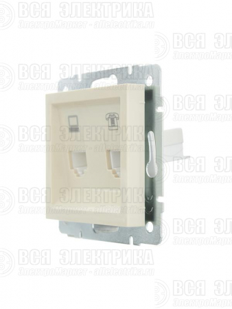 Розетка компьютерная + телефонная 1-м СП Vesna механизм крем. LEZARD 742-0388-143