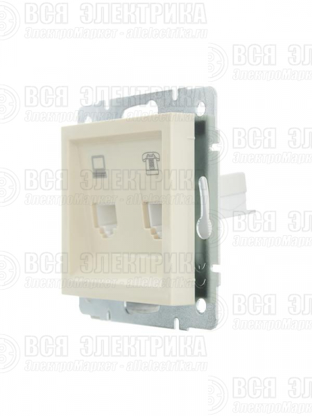 Розетка компьютерная + телефонная 1-м СП Vesna механизм крем. LEZARD 742-0388-143