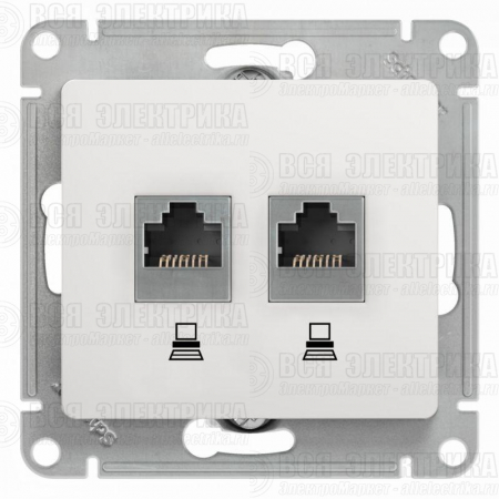 Розетка компьютерная 2-м Glossa RJ45 кат.5E механизм бел. SE GSL000185KK