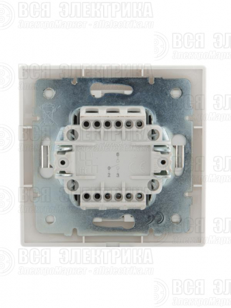 Переключатель проходной 1-кл. СП Mira 10А IP20 с бел.вставкой бел. LEZARD 701-0202-105