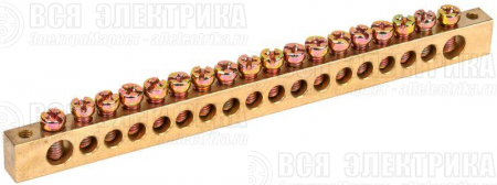 Шина PEN "земля-ноль" 8х12мм 20/2 (20групп/крепеж по краям) IEK YNN21-20-100