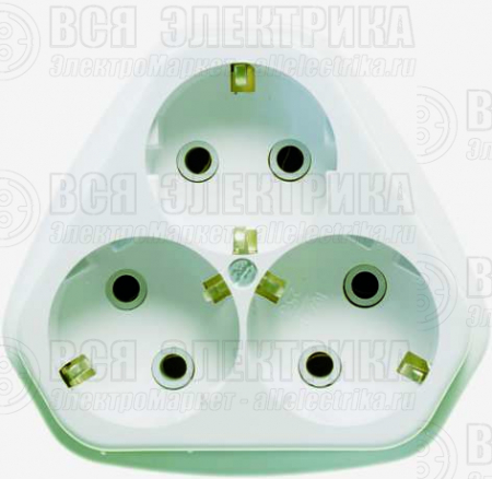 Розетка 3-м ОП РА10/16-833 16А IP20 с заземл. бел. Кунцево 5921
