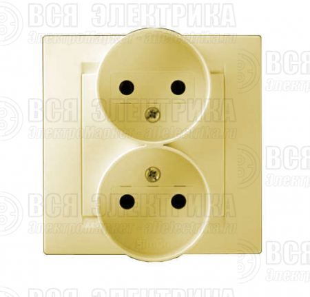 Розетка 2-м СП Simon15 16А IP20 250В без заземл. винт. клеммы сл. кость Simon 1590457-031