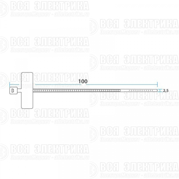 Хомут кабельный 2.5х100 под маркер нейл. бел. (уп.100шт) Rexant 07-0106