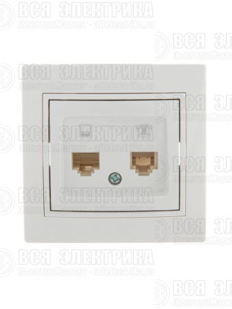 Розетка компьютерная + телефонная 2-м СП Mira RJ45 + RJ11 бел./бел. LEZARD 701-0202-143