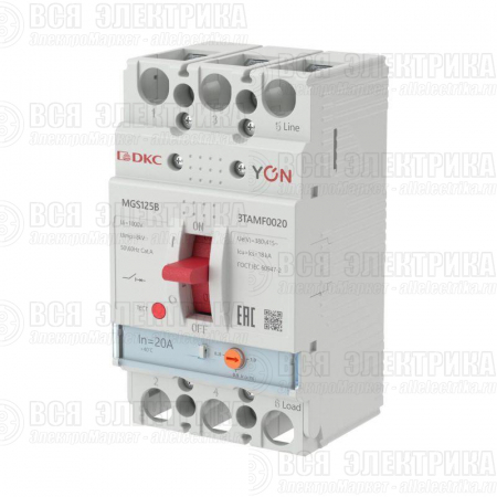 Выключатель автоматический MGS125 3P 16-20A 18kA YON MGS125B-3TAMF0020
