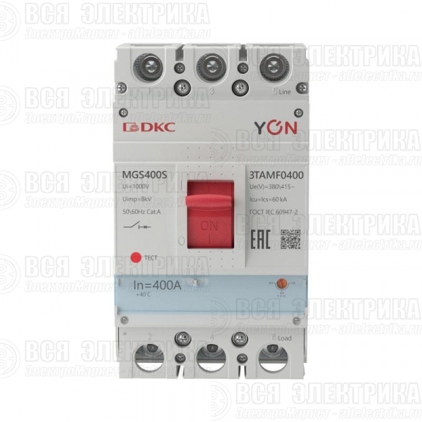 Выключатель автоматический MGS400 3P 320-400A 60kA YON MGS400S-3TAMF0400