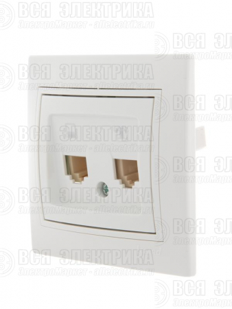 Розетка компьютерная + телефонная 2-м СП Mira RJ45 + RJ11 бел./бел. LEZARD 701-0202-143