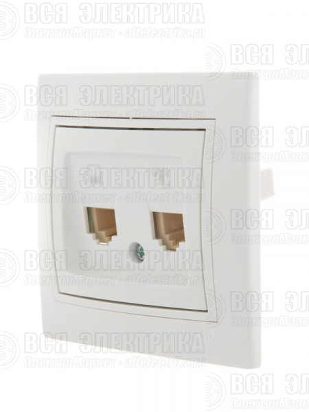 Розетка компьютерная + телефонная 2-м СП Mira RJ45 + RJ11 бел./бел. LEZARD 701-0202-143