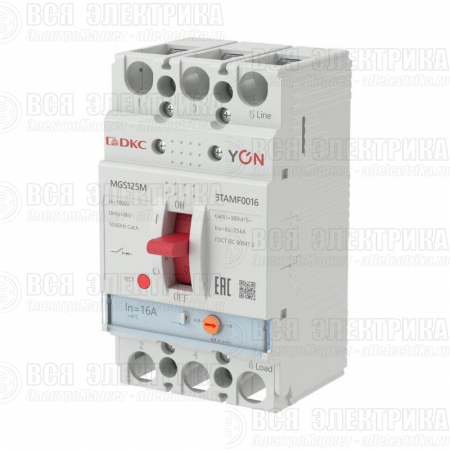 Выключатель автоматический MGS125 3P 12 8-16A 25kA YON MGS125M-3TAMF0016
