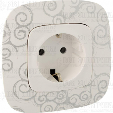 Розетка 1-м СП Valena Allure 16А IP2X 250В 2P+E безвинтов. клеммы с лицев. панелью механизм бел. Leg 753721