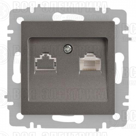Розетка компьютерная 1-м СП Accent 6-303-09 RJ45 IP20 титан Intro Б0063642