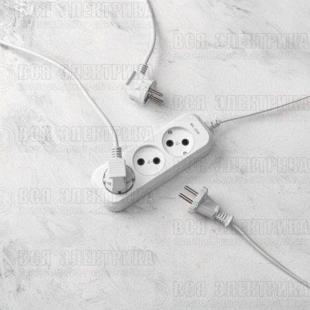 Удлинитель 3 гнезда 3м 2х0.75кв.мм б/з бел. PROCONNECT 13-4206