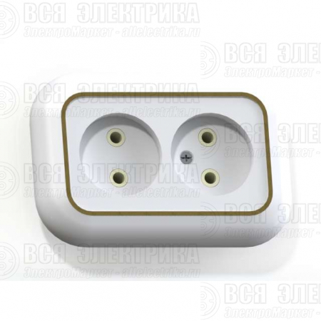 Розетка 2-м СП Валентина РС10-393 10А IP20 бел./зол. Кунцево 5450