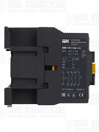 Контактор КМИ-11811 18А 230В/АС3 1НЗ KARAT IEK KKM11-018-230-01