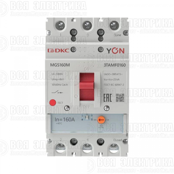 Выключатель автоматический MGS160 3P 128-160A 25kA YON MGS160M-3TAMF0160