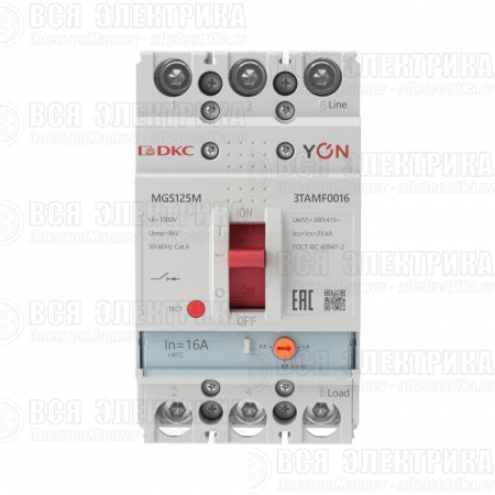 Выключатель автоматический MGS125 3P 12 8-16A 25kA YON MGS125M-3TAMF0016