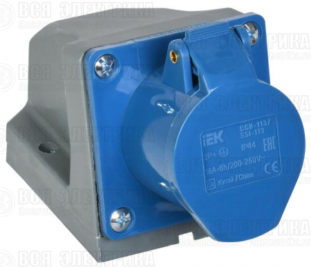 Розетка ОП 16А 220В 2P+PЕ ССИ-113 IP44 IEK PSR11-016-3