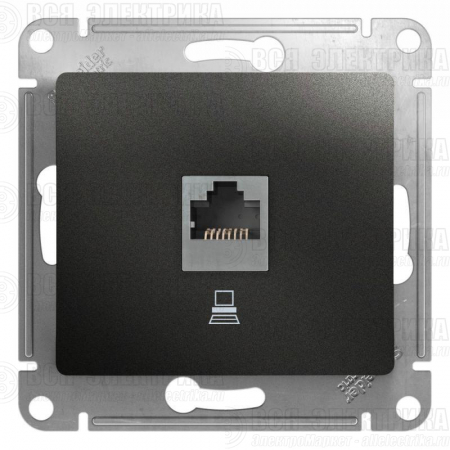 Розетка компьютерная 1-м Glossa RJ45 кат.5E механизм антрацит SE GSL000781K