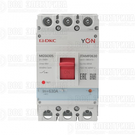 Выключатель автоматический MGS630 3P 504-630A 60kA YON MGS630S-3TAMF0630