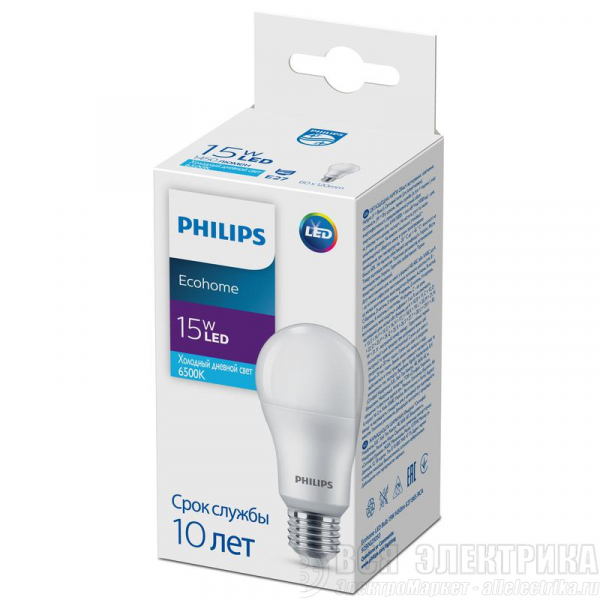 Лампа светодиодная Ecohome LED Bulb 15Вт 1450лм E27 865 RCA Philips 929002305317