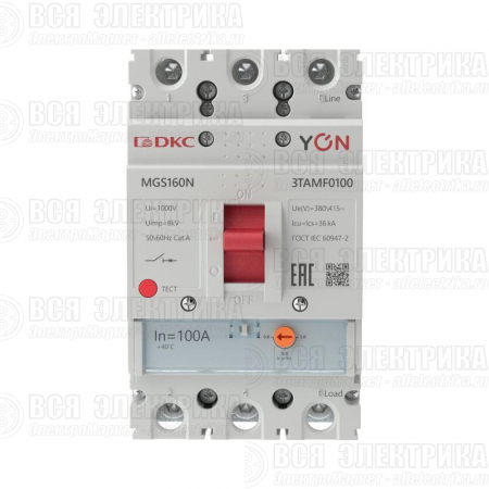 Выключатель автоматический MGS160 3P 80-100A 36kA YON MGS160N-3TAMF0100