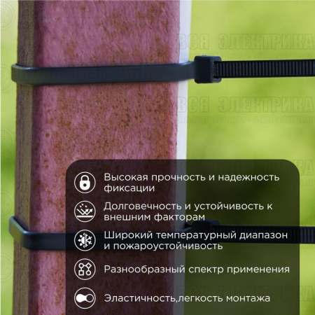 Хомут кабельный 4.8х300 нейл. черн. (уп.100шт) PROCONNECT 57-1303