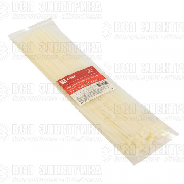 Хомут кабельный 3.6х370 нейл. бел. (уп.100шт) EKF plc-c-3.6x370