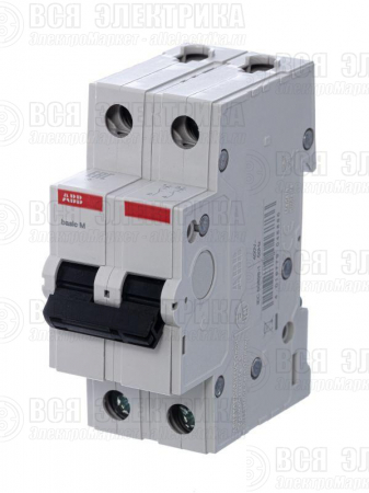 Выключатель автоматический модульный 2п C 63А 4.5кА Basic M BMS412C63 ABB 2CDS642041R0634
